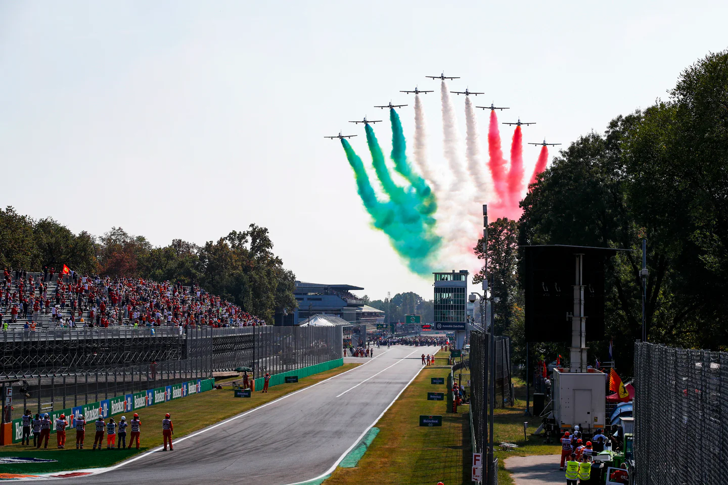 Frecce Tricolori flypast over the grandstands at Monza