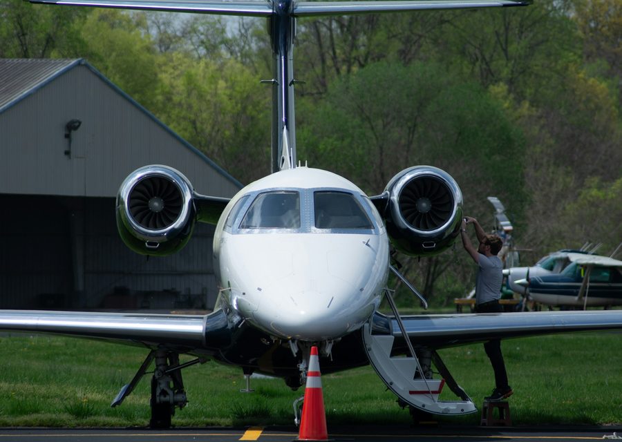 Private jet on the tarmac